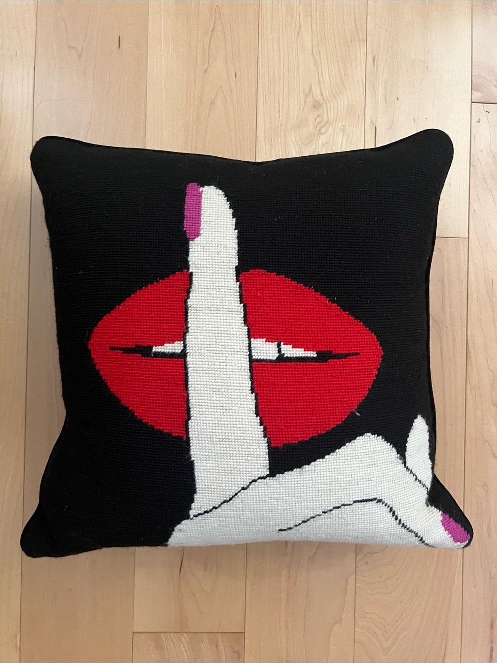 Jonathan Adler Lips Hush Throw Pillow